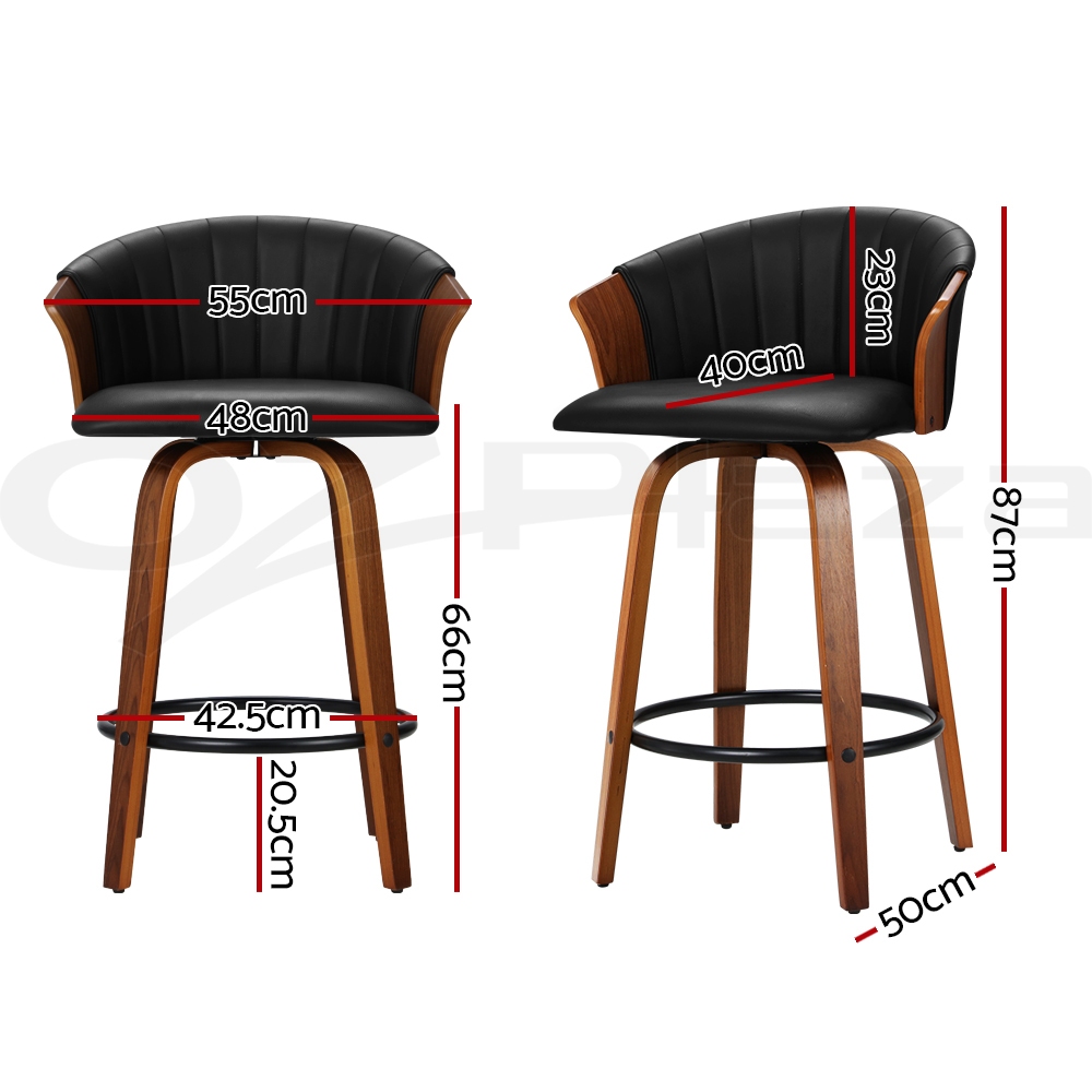 Artiss Bar Stools Kitchen Stool Wooden Chair Swivel Chairs Leather x2 Ricardo - Picture 18 of 29