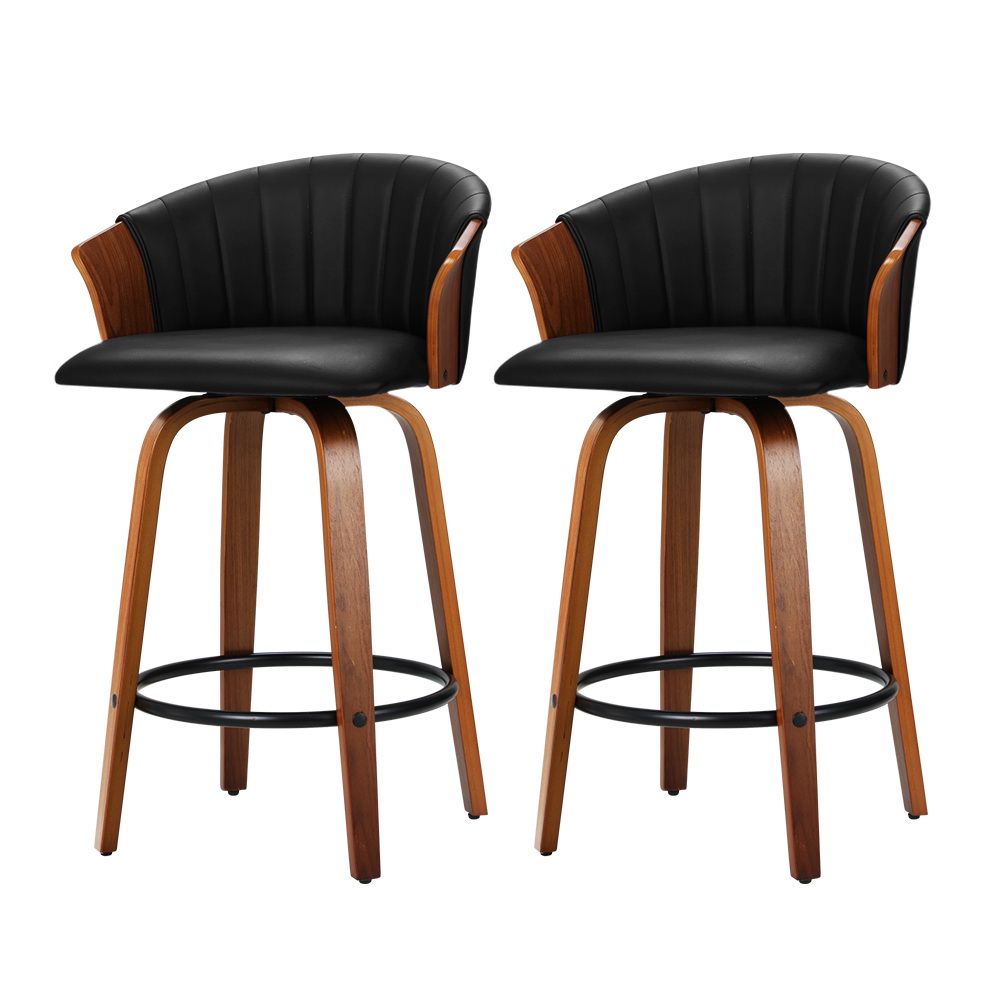 Artiss Bar Stools Kitchen Stool Wooden Chair Swivel Chairs Leather x2 Ricardo - Picture 20 of 29