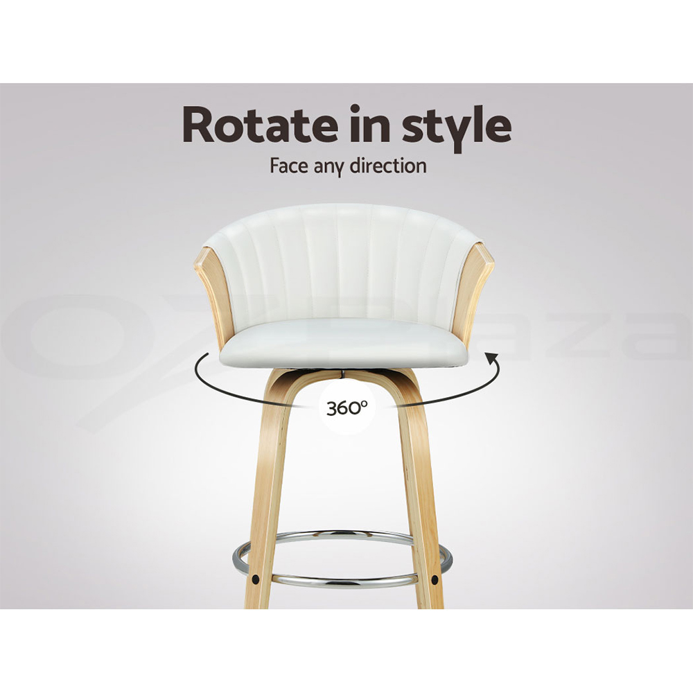 Artiss Bar Stools Kitchen Stool Wooden Chair Swivel Chairs Leather x2 Ricardo - Picture 25 of 29