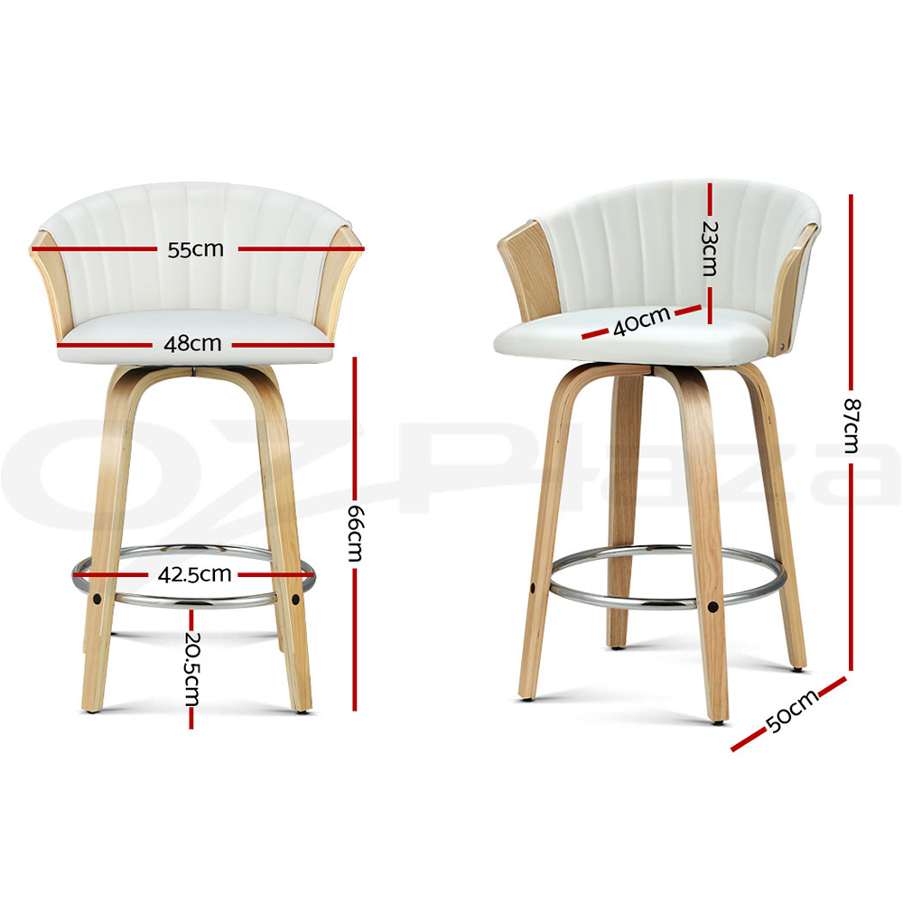 Artiss Bar Stools Kitchen Stool Wooden Chair Swivel Chairs Leather x2 Ricardo - Picture 27 of 29