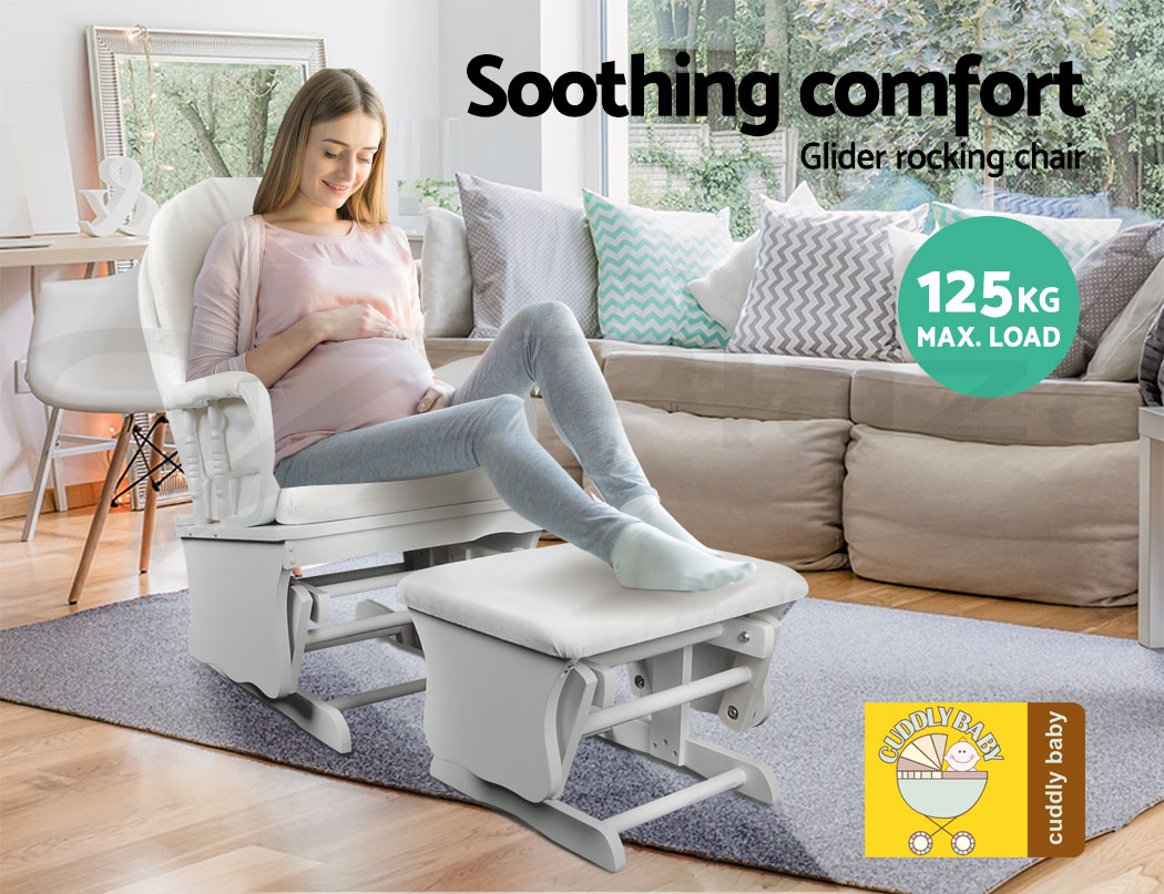 Glider Baby Breast Feeding Nursery Sliding Rocking Chair with Ottoman White eBay