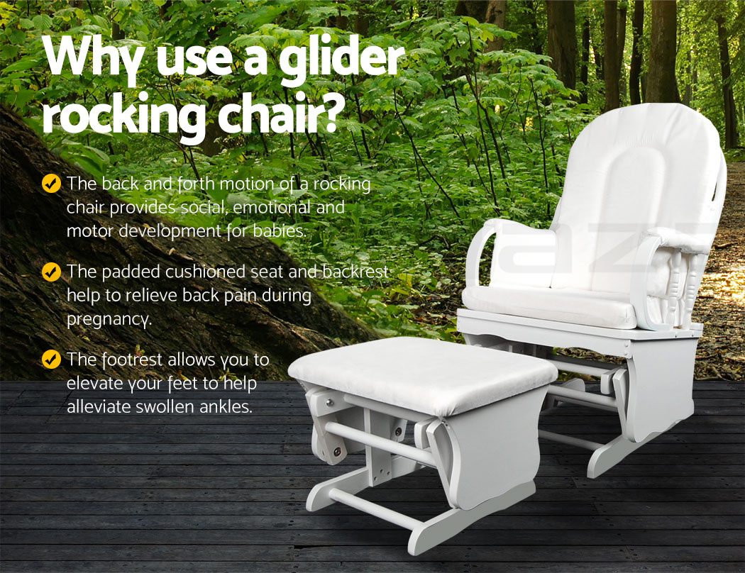 Glider Baby Breast Feeding Nursery Sliding Rocking Chair with Ottoman White eBay