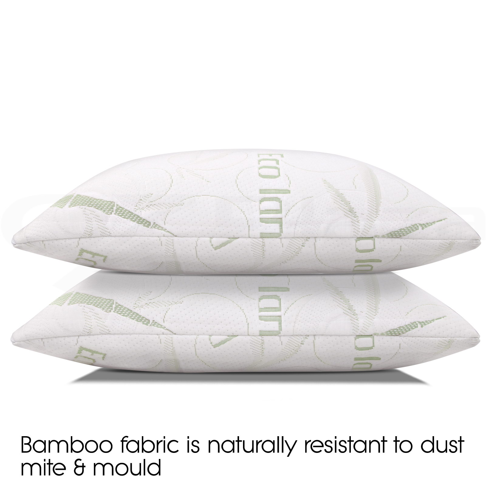 2x ECO LAND Contour Bamboo Pillow Memory Foam Fabric Fibre Cover Bed 70