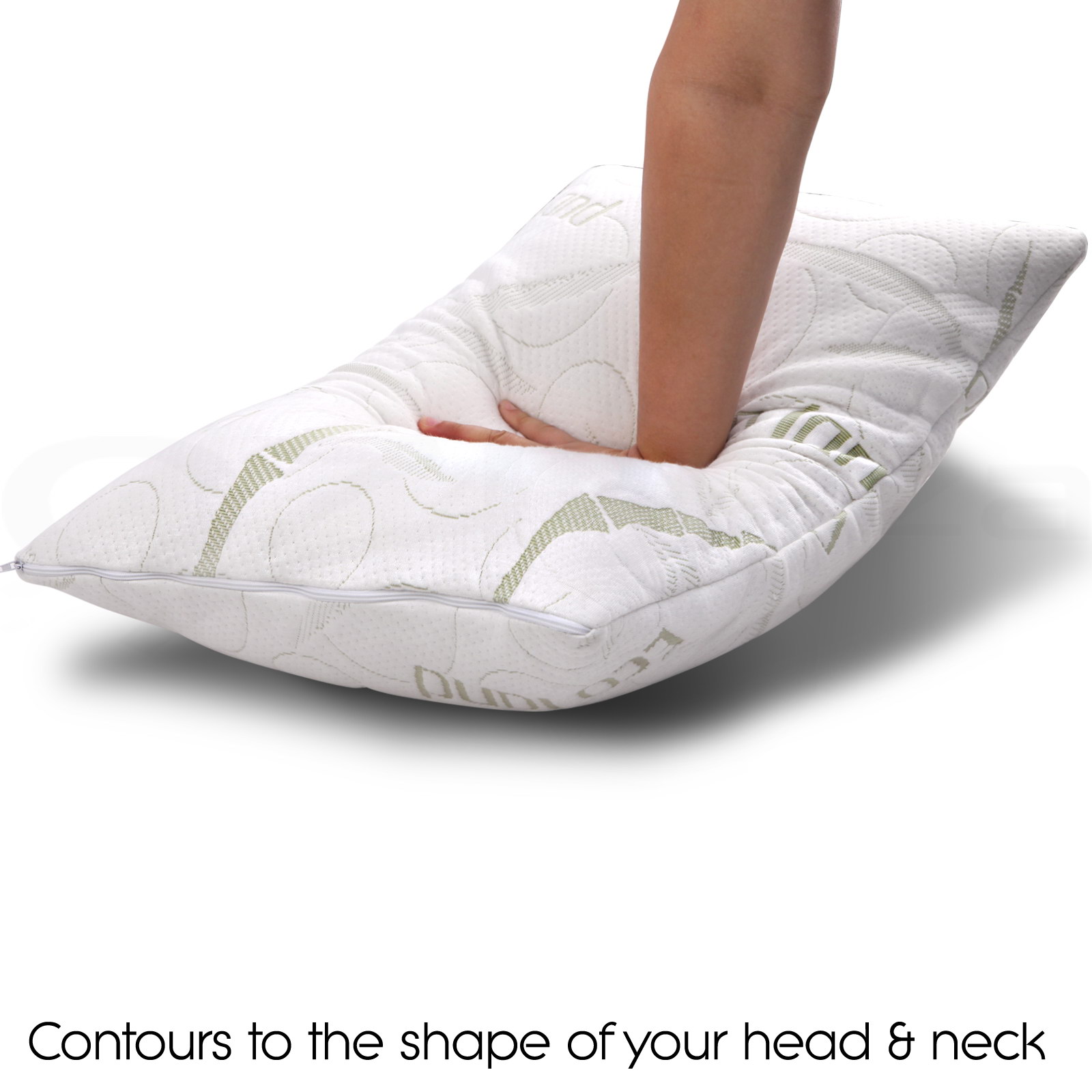 2x ECO LAND Contour Bamboo Pillow Memory Foam Fabric Fibre Cover Bed 70