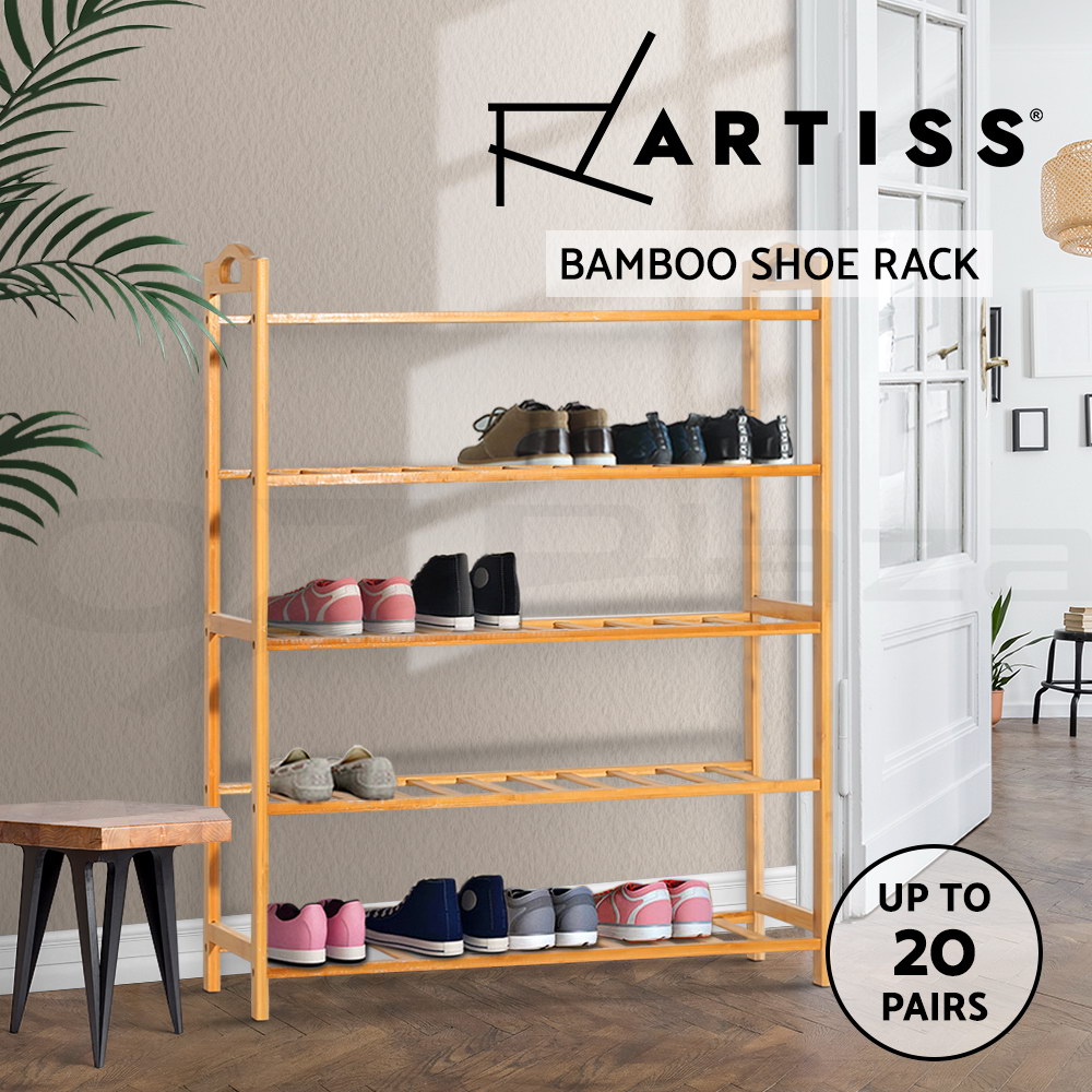 Artiss Bamboo Shoe Rack Cabinet Storage Organizer Shelf Shelves Stand 3-10 Tier - Picture 37 of 45