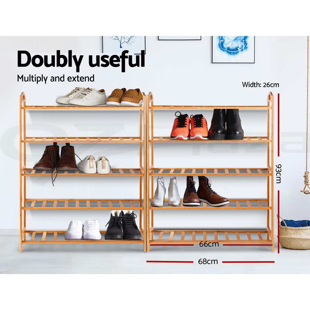 Artiss Bamboo Shoe Rack Cabinet Storage Organizer Shelf Shelves Stand 3-10 Tier - Picture 43 of 45