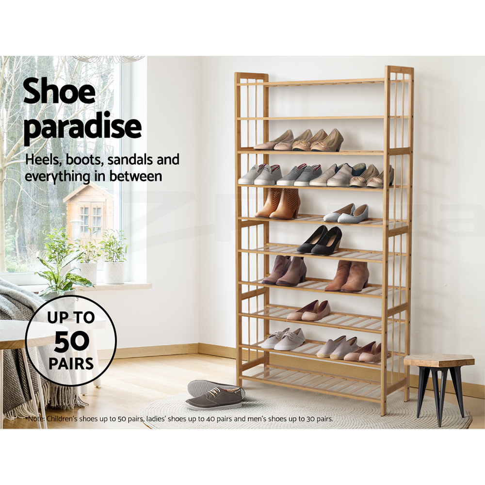 Artiss Bamboo Shoe Rack Cabinet Storage Organizer Shelf Shelves Stand 3-10 Tier - Picture 14 of 45
