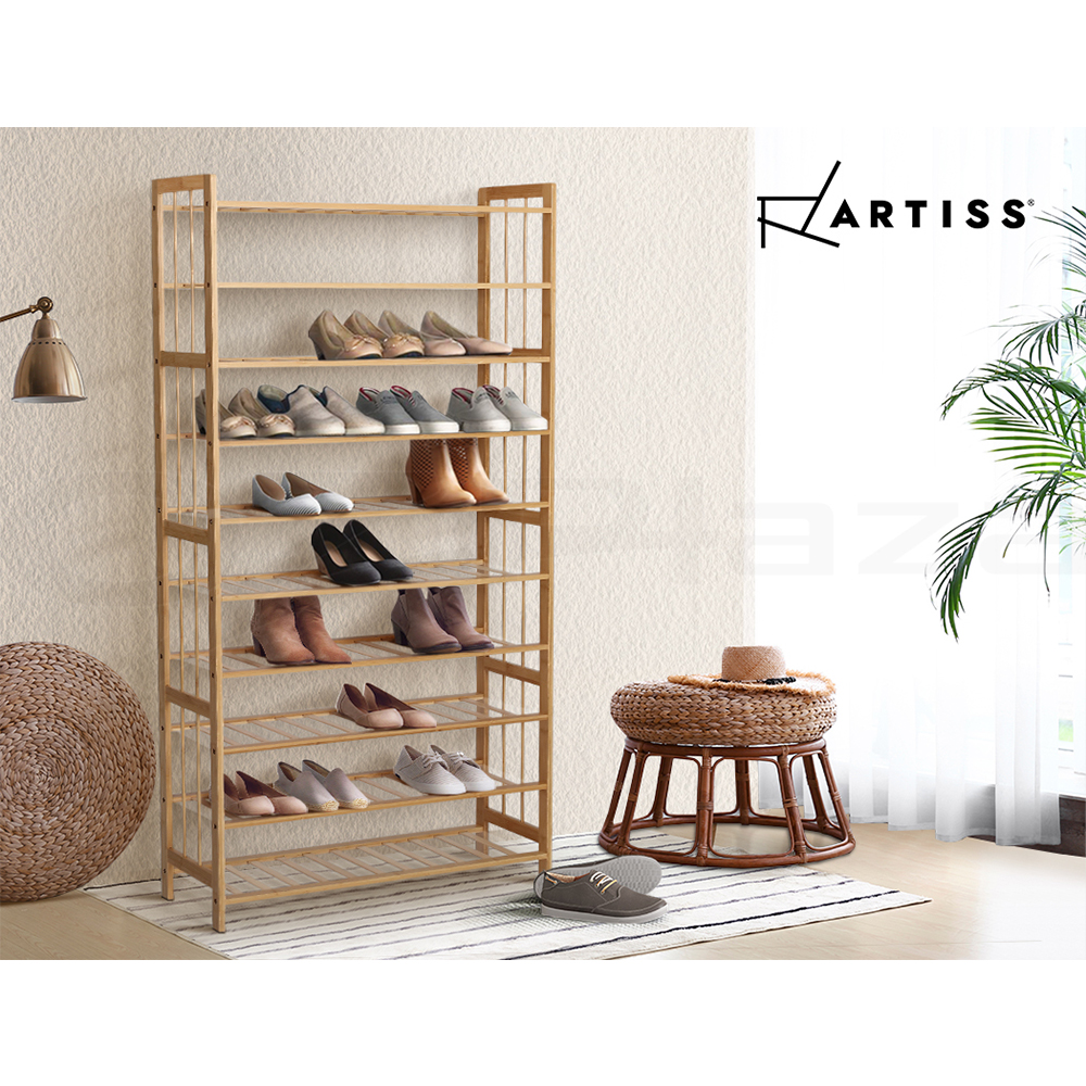 Artiss Bamboo Shoe Rack Cabinet Storage Organizer Shelf Shelves Stand 3-10 Tier - Picture 18 of 45