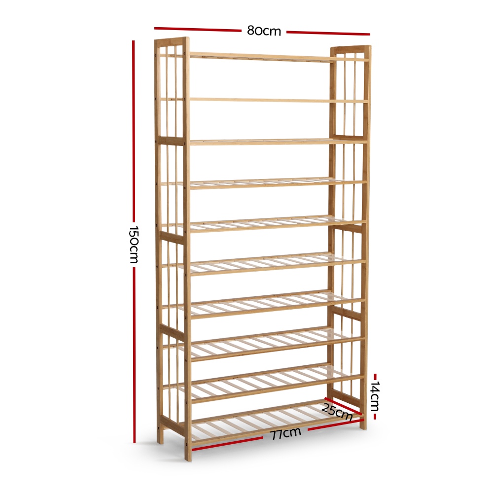 Artiss Bamboo Shoe Rack Cabinet Storage Organizer Shelf Shelves Stand 3-10 Tier - Picture 19 of 45
