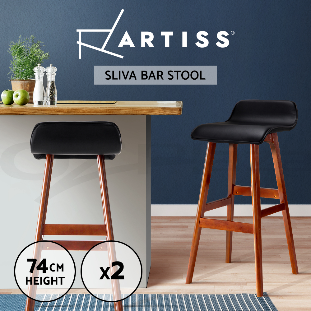 Artiss Bar Stools Wooden Kitchen Stool Chairs Swivel Barstools Leather Grey - Picture 31 of 50