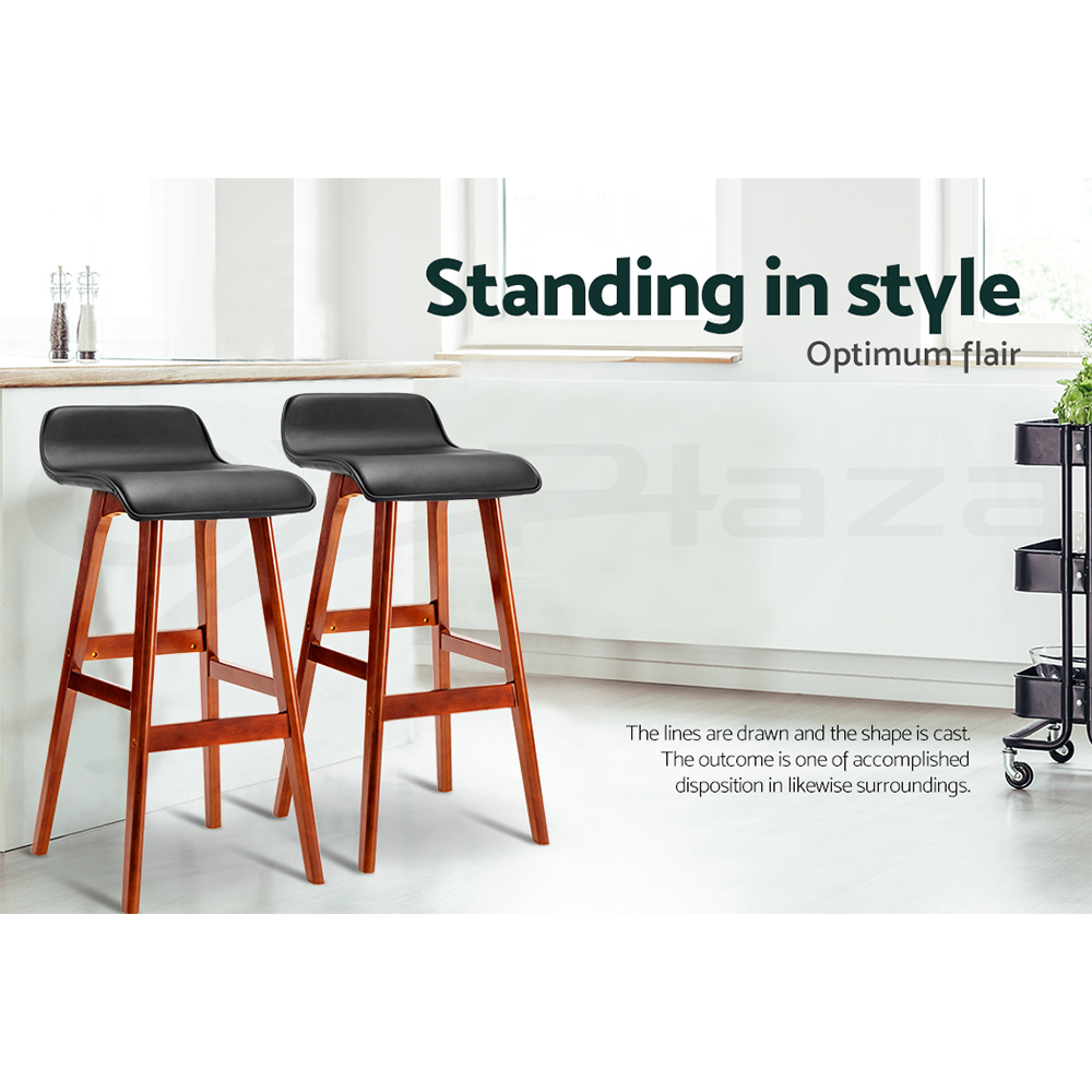 Artiss Bar Stools Wooden Kitchen Stool Chairs Swivel Barstools Leather Grey - Picture 35 of 50