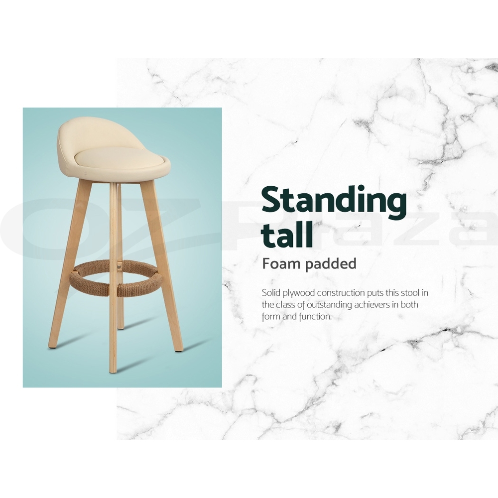 Artiss Bar Stools Wooden Kitchen Stool Chairs Swivel Barstools Leather Grey - Picture 13 of 50