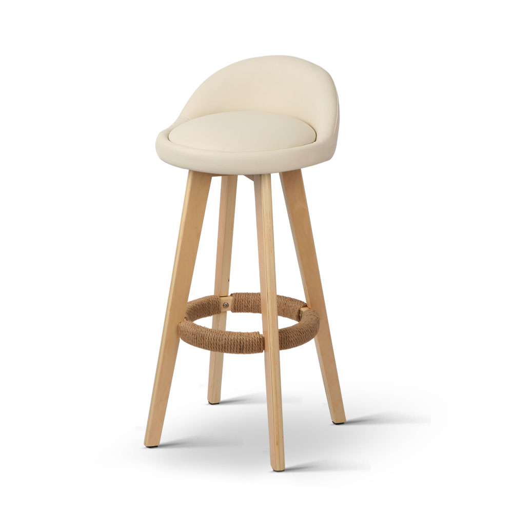 Artiss Bar Stools Wooden Kitchen Stool Chairs Swivel Barstools Leather Grey - Picture 19 of 50