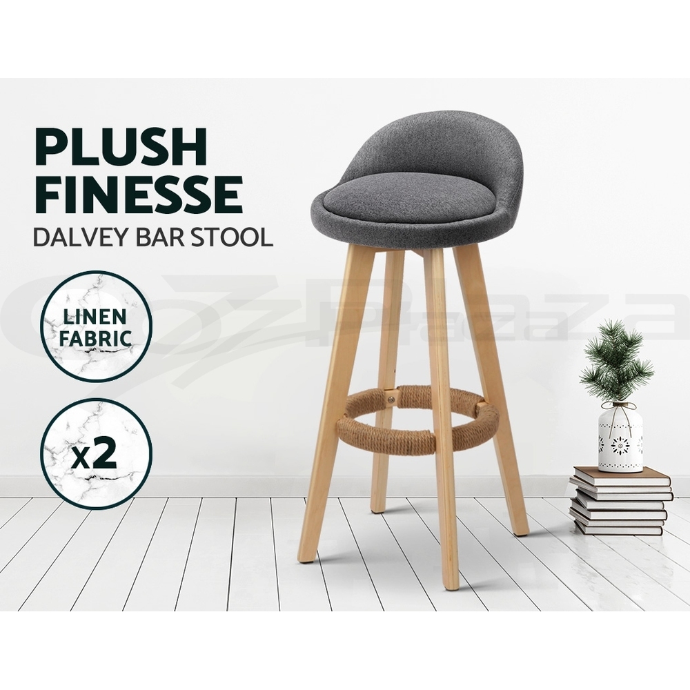Artiss Bar Stools Wooden Kitchen Stool Chairs Swivel Barstools Leather Grey - Picture 27 of 50