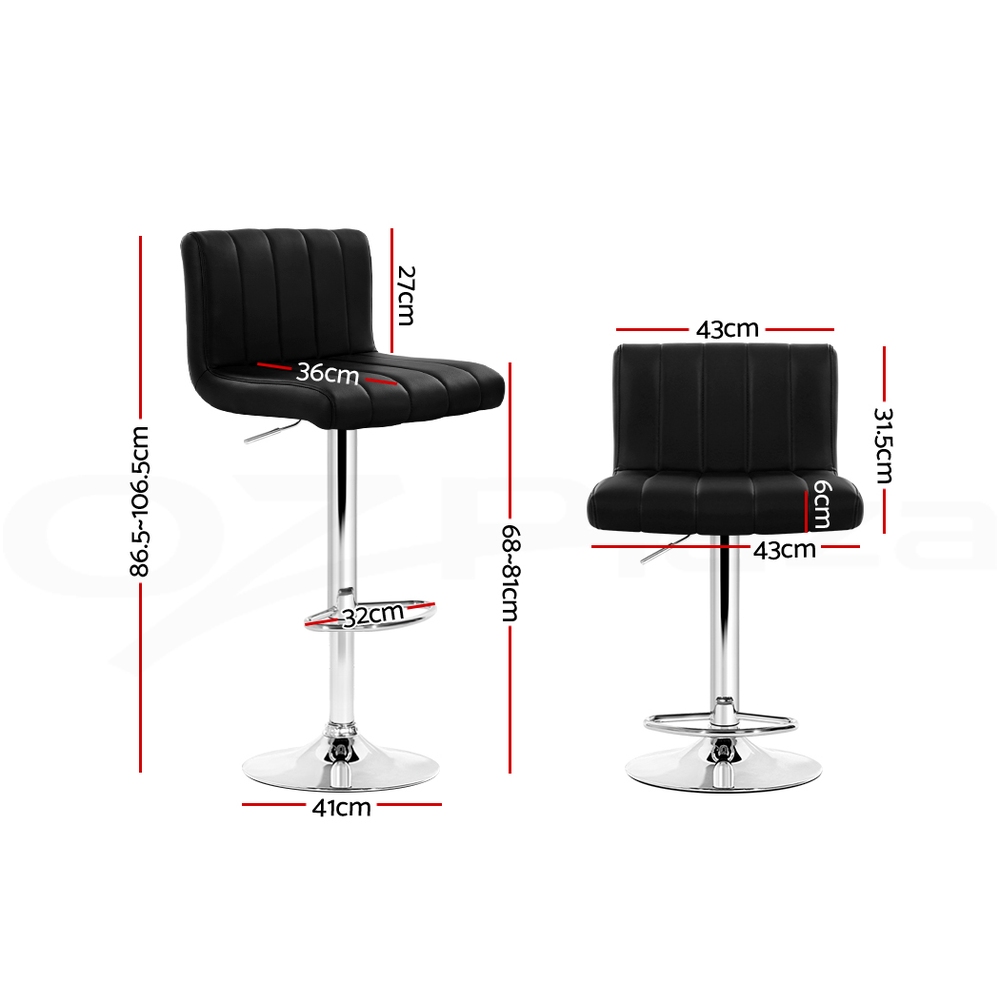 Artiss Kitchen Bar Stools Gas Lift Bar Stool Chairs Swivel Barstools Black Metal - Picture 22 of 71