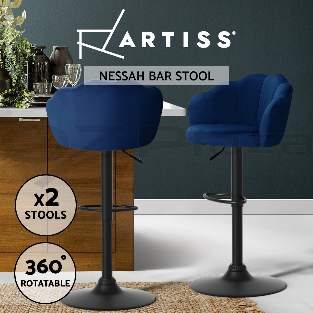 Artiss Kitchen Bar Stools Gas Lift Bar Stool Chairs Swivel Barstools Black Metal - Picture 45 of 71