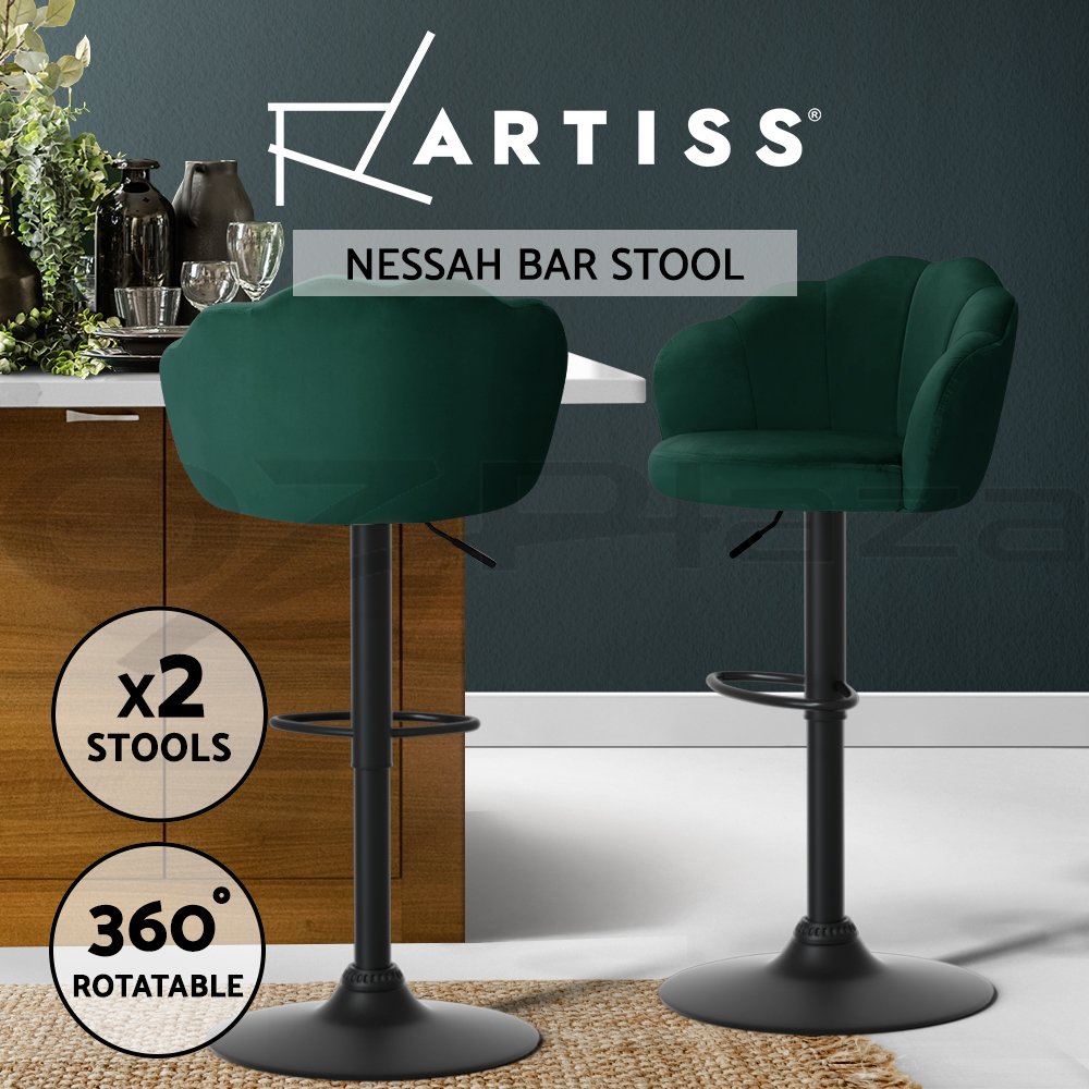 Artiss Kitchen Bar Stools Gas Lift Bar Stool Chairs Swivel Barstools Black Metal - Picture 48 of 71