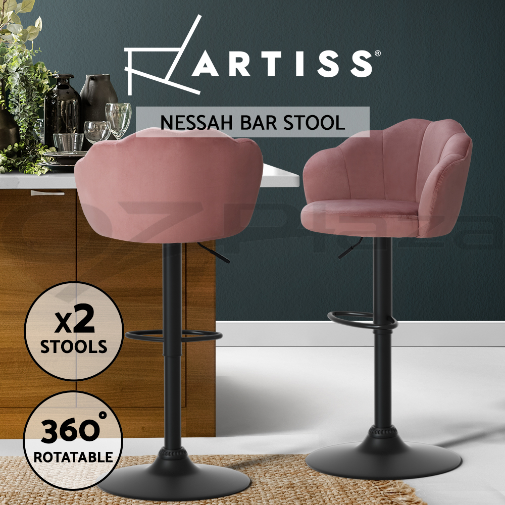 Artiss Kitchen Bar Stools Gas Lift Bar Stool Chairs Swivel Barstools Black Metal - Picture 51 of 71