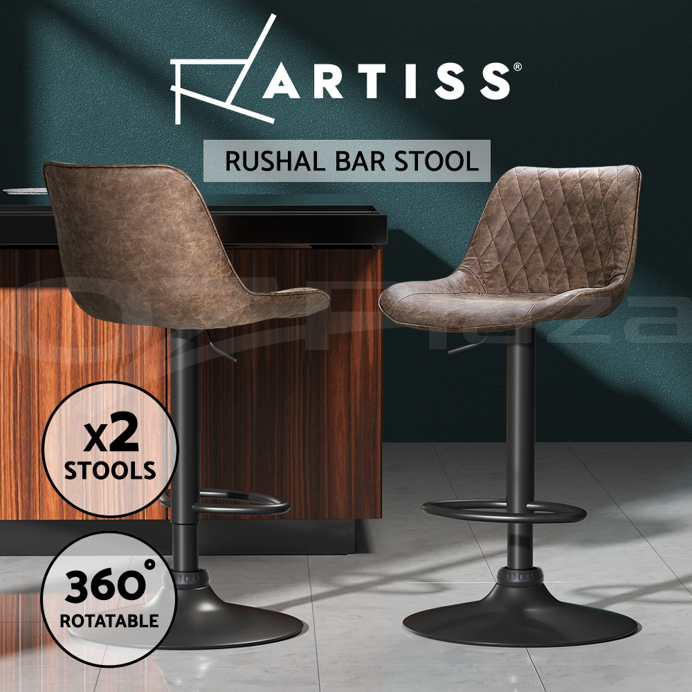 Artiss Kitchen Bar Stools Gas Lift Bar Stool Chairs Swivel Barstools Black Metal - Picture 66 of 71