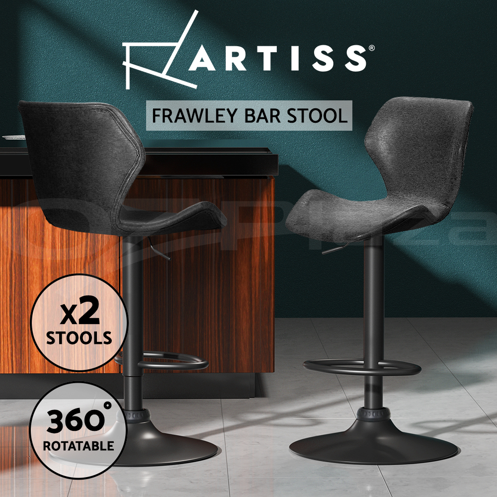 Artiss Kitchen Bar Stools Gas Lift Bar Stool Chairs Swivel Barstools Black Metal - Picture 29 of 71