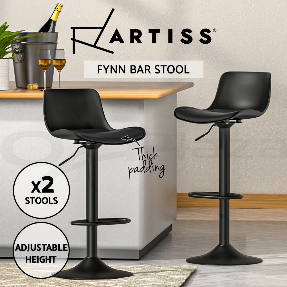 Artiss Kitchen Bar Stools Gas Lift Bar Stool Chairs Swivel Barstools Black Metal - Picture 35 of 71