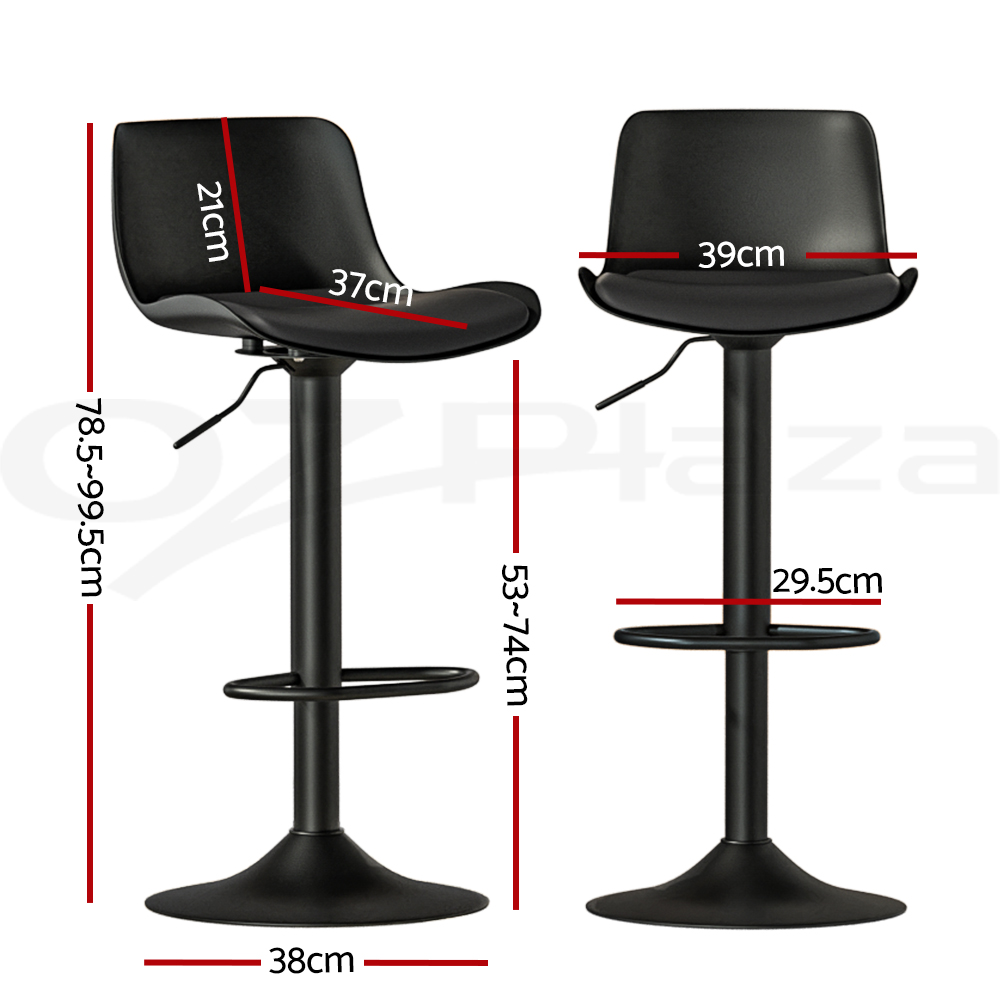 Artiss Kitchen Bar Stools Gas Lift Bar Stool Chairs Swivel Barstools Black Metal - Picture 36 of 71