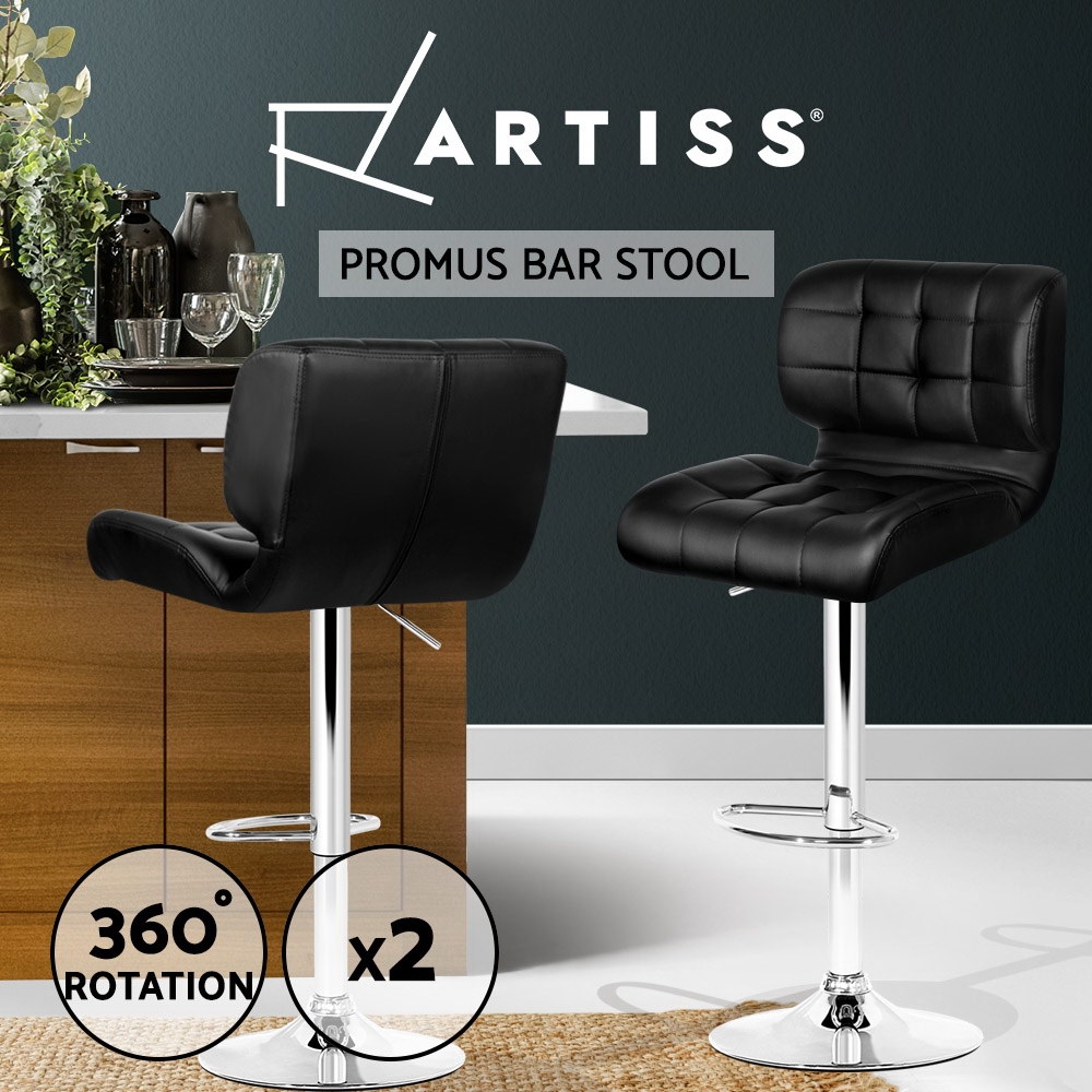 Artiss Kitchen Bar Stools Gas Lift Bar Stool Chairs Swivel Barstools Black Metal - Picture 56 of 71