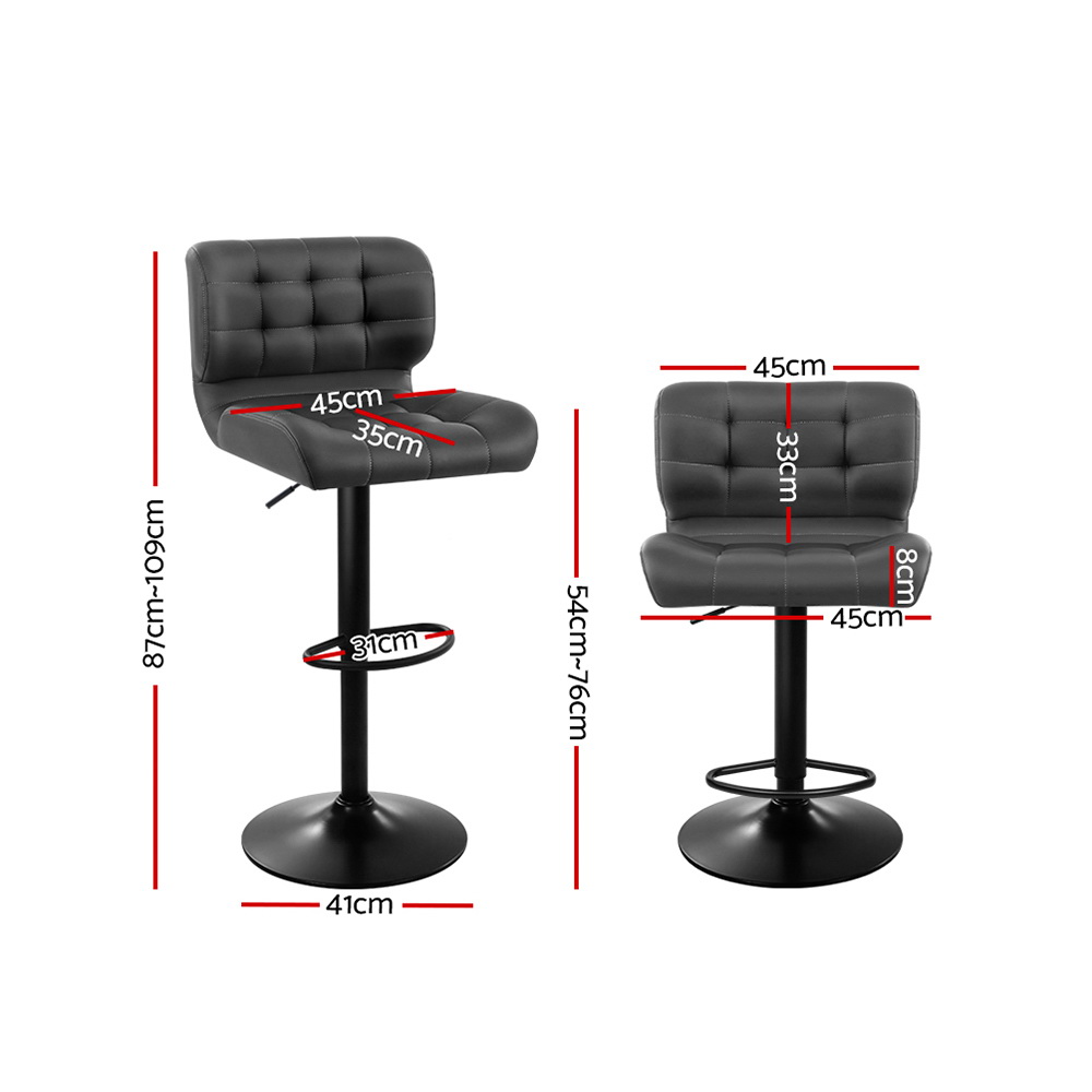 Artiss Kitchen Bar Stools Gas Lift Bar Stool Chairs Swivel Barstools Black Metal - Picture 59 of 71