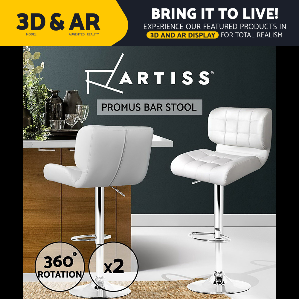 Artiss Kitchen Bar Stools Gas Lift Bar Stool Chairs Swivel Barstools Black Metal - Picture 60 of 71