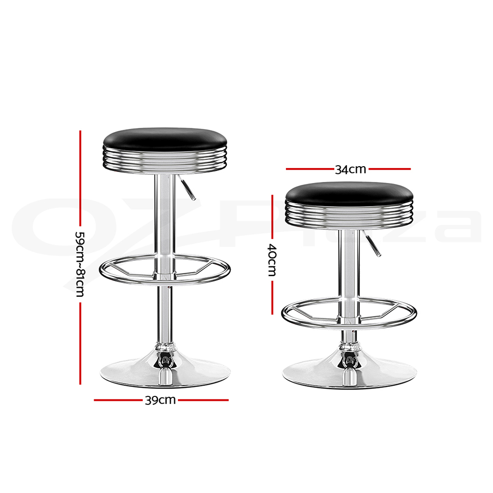 Artiss Kitchen Bar Stools Gas Lift Bar Stool Chairs Swivel Barstools Black Metal - Picture 16 of 71