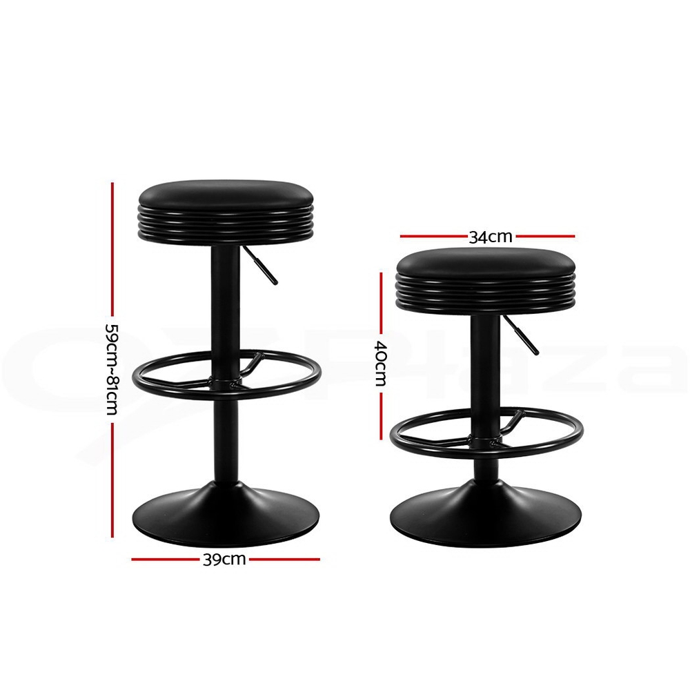 Artiss Kitchen Bar Stools Gas Lift Bar Stool Chairs Swivel Barstools Black Metal - Picture 14 of 71