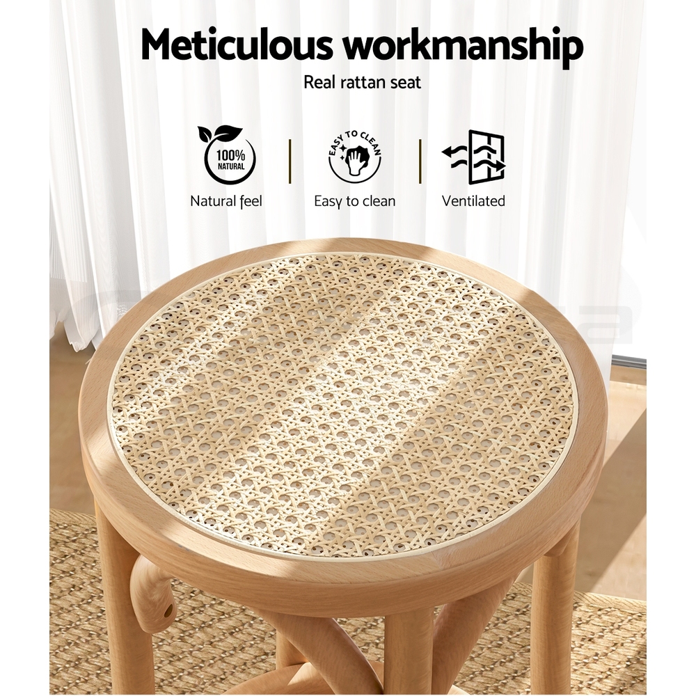 Artiss Kitchen Bar Stools Wooden Bar Stool Swivel Chairs Leather Black White - Picture 13 of 68
