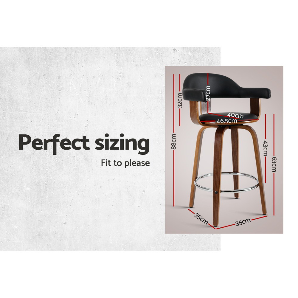 Artiss Kitchen Bar Stools Wooden Bar Stool Swivel Chairs Leather Black White - Picture 61 of 68