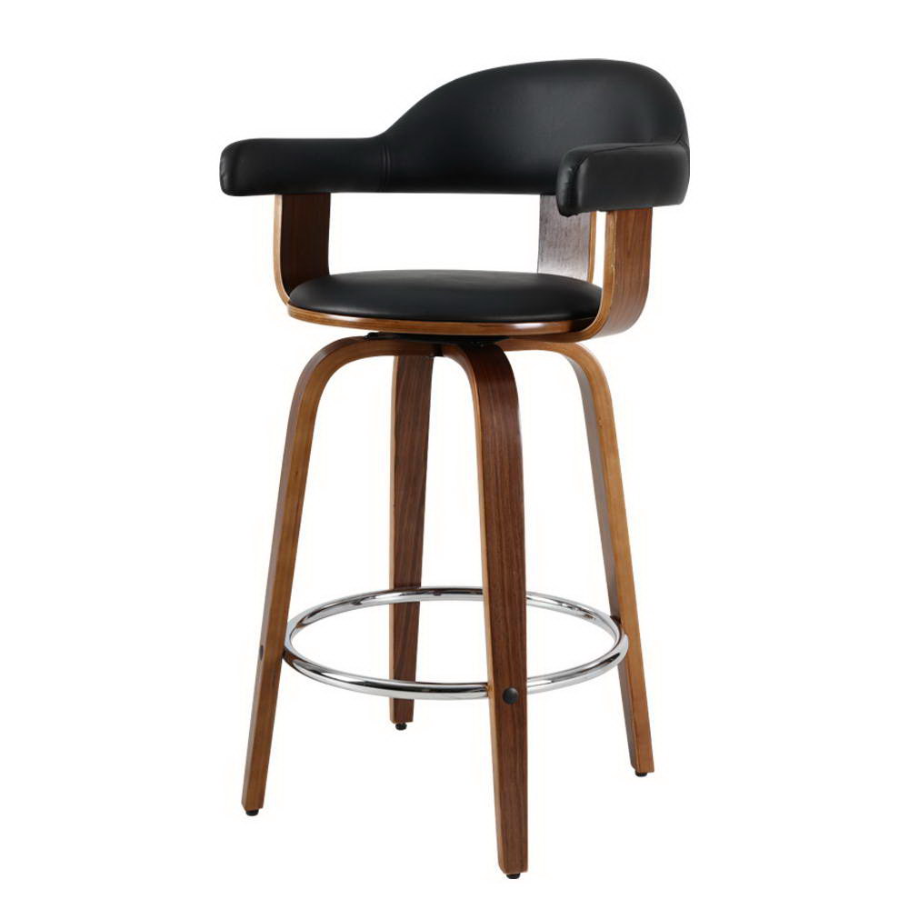 Artiss Kitchen Bar Stools Wooden Bar Stool Swivel Chairs Leather Black White - Picture 62 of 68