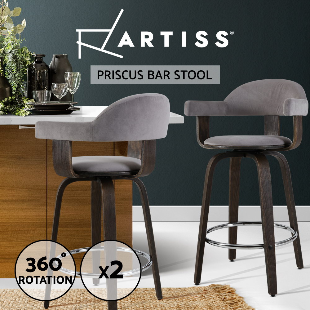 Artiss Kitchen Bar Stools Wooden Bar Stool Swivel Chairs Leather Black White - Picture 63 of 68
