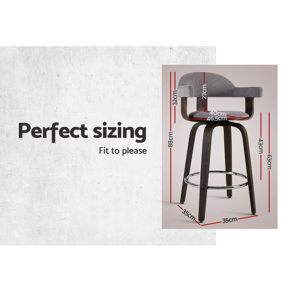 Artiss Kitchen Bar Stools Wooden Bar Stool Swivel Chairs Leather Black White - Picture 64 of 68