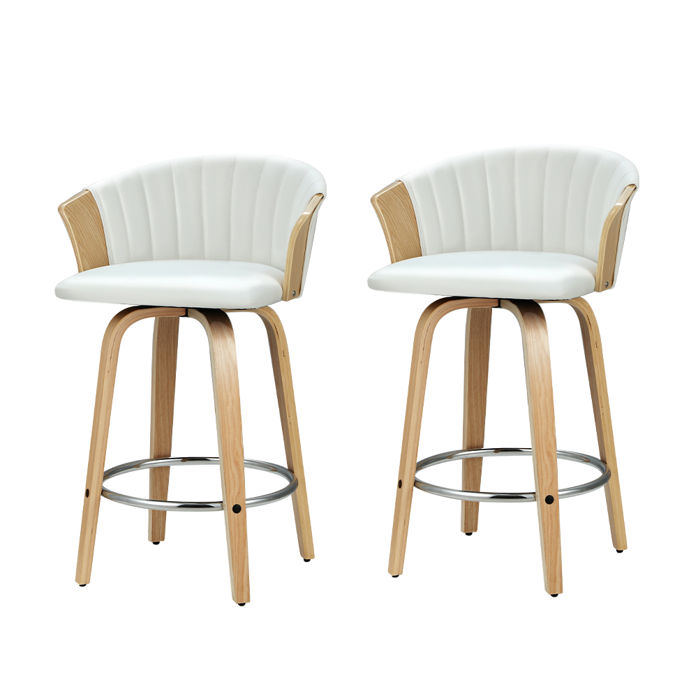 Artiss Kitchen Bar Stools Wooden Bar Stool Swivel Chairs Leather Black White - Picture 68 of 68