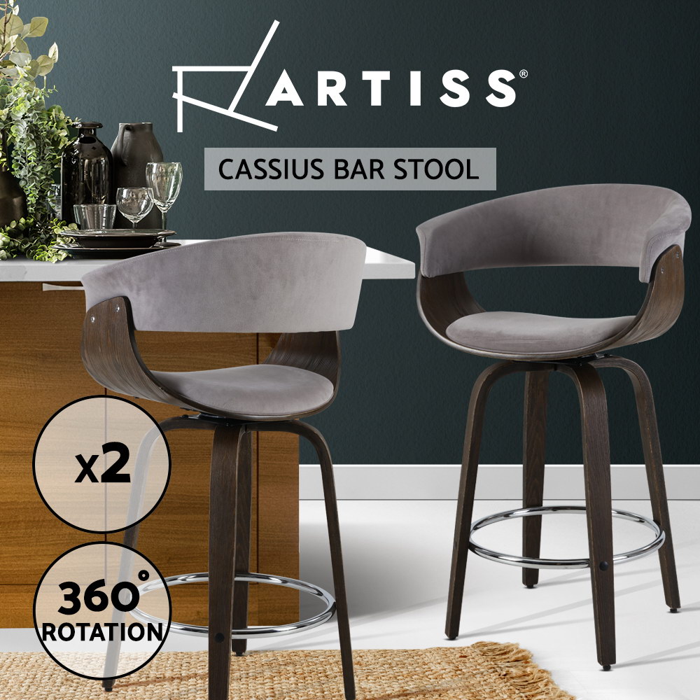 Artiss Kitchen Bar Stools Wooden Bar Stool Swivel Chairs Leather Black White - Picture 24 of 68