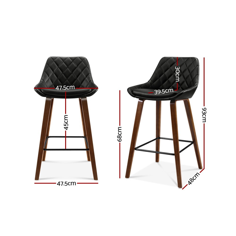 Artiss Kitchen Bar Stools Wooden Bar Stool Swivel Chairs Leather Black White - Picture 28 of 68