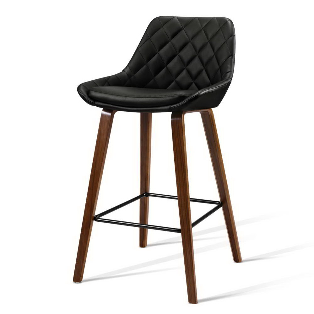 Artiss Kitchen Bar Stools Wooden Bar Stool Swivel Chairs Leather Black White - Picture 29 of 68