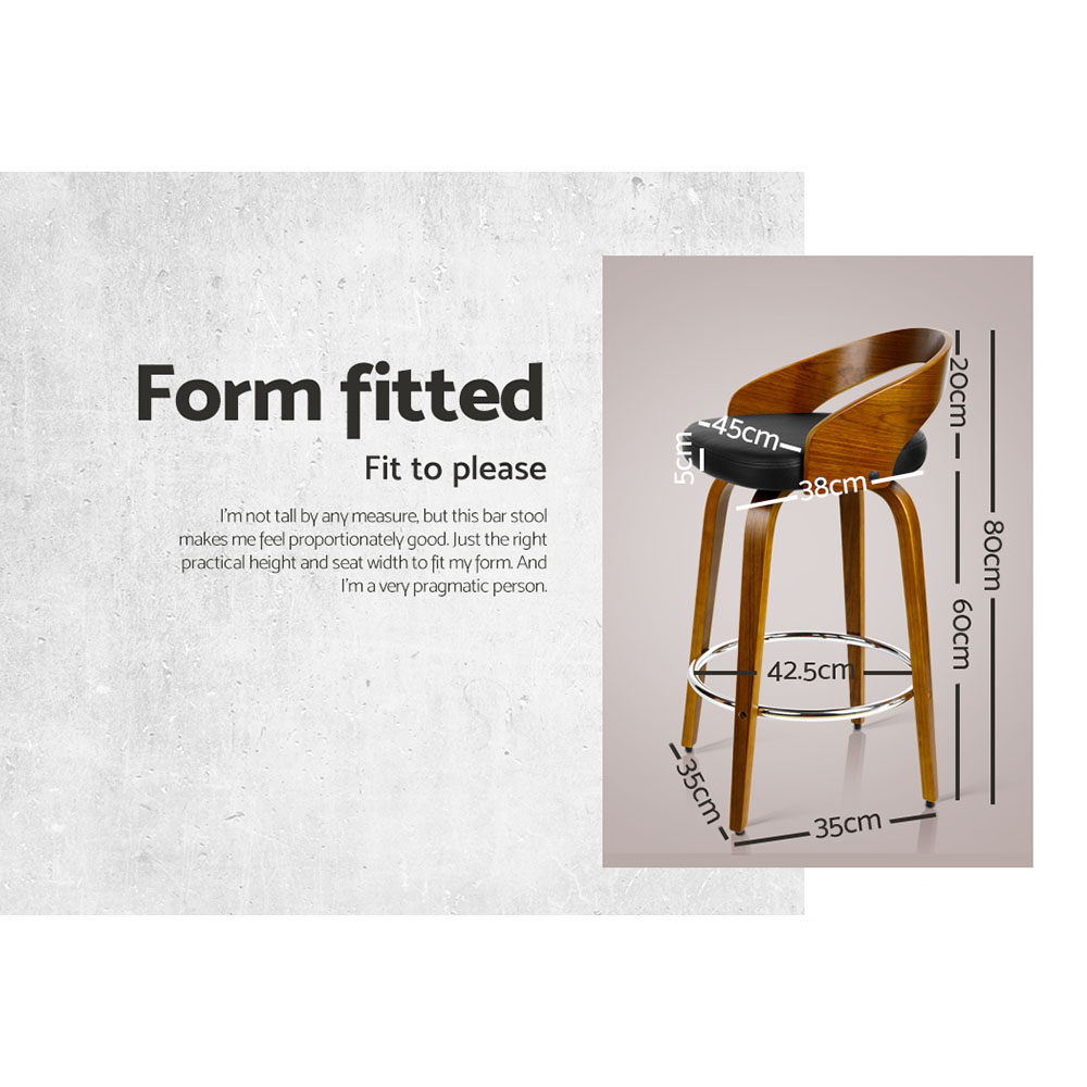 Artiss Kitchen Bar Stools Wooden Bar Stool Swivel Chairs Leather Black White - Picture 58 of 68