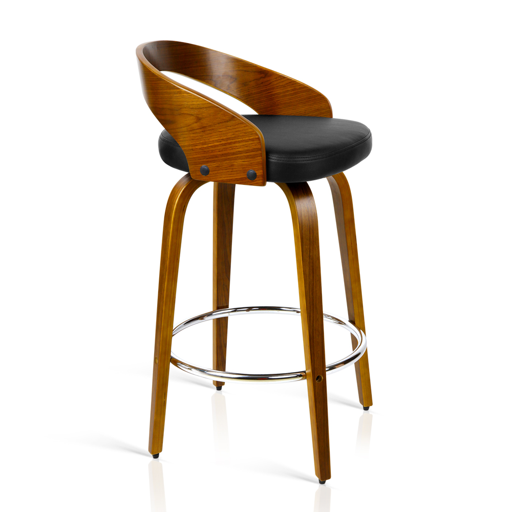 Artiss Kitchen Bar Stools Wooden Bar Stool Swivel Chairs Leather Black White - Picture 59 of 68