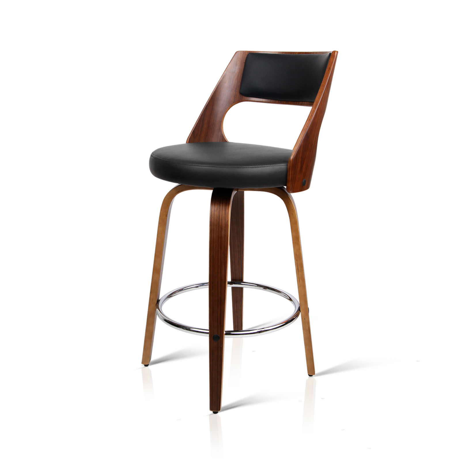 Artiss Kitchen Bar Stools Wooden Bar Stool Swivel Chairs Leather Black White - Picture 38 of 68