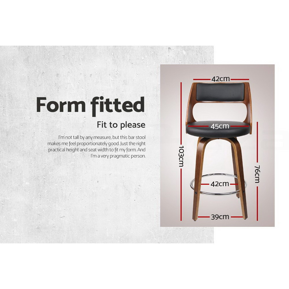 Artiss Kitchen Bar Stools Wooden Bar Stool Swivel Chairs Leather Black White - Picture 40 of 68