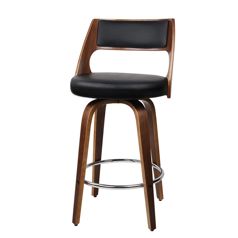 Artiss Kitchen Bar Stools Wooden Bar Stool Swivel Chairs Leather Black White - Picture 41 of 68
