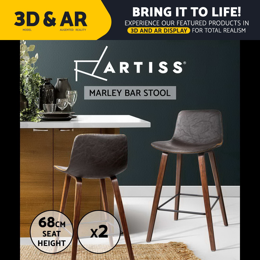 Artiss Kitchen Bar Stools Wooden Bar Stool Swivel Chairs Leather Black White - Picture 48 of 68