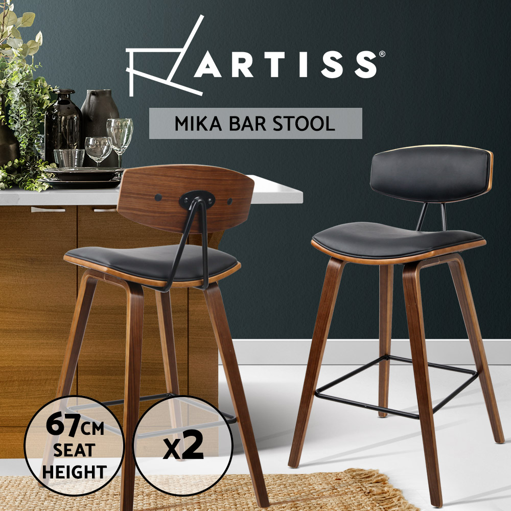 Artiss Kitchen Bar Stools Wooden Bar Stool Swivel Chairs Leather Black White - Picture 51 of 68