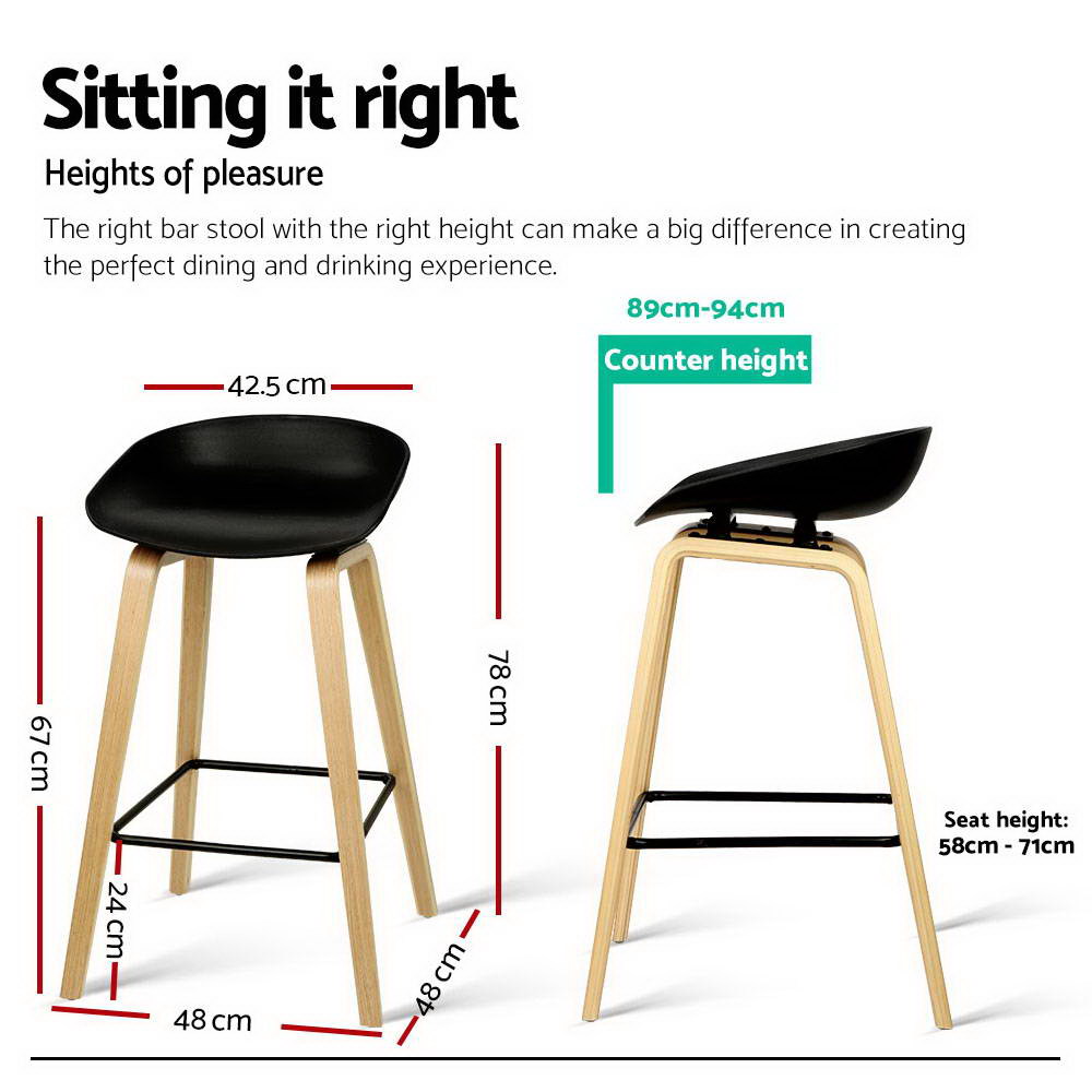 Artiss Kitchen Bar Stools Wooden Bar Stool Swivel Chairs Leather Black White - Picture 46 of 68