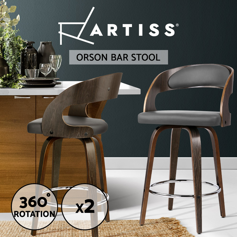 Artiss Kitchen Bar Stools Wooden Bar Stool Swivel Chairs Leather Black White - Picture 54 of 68
