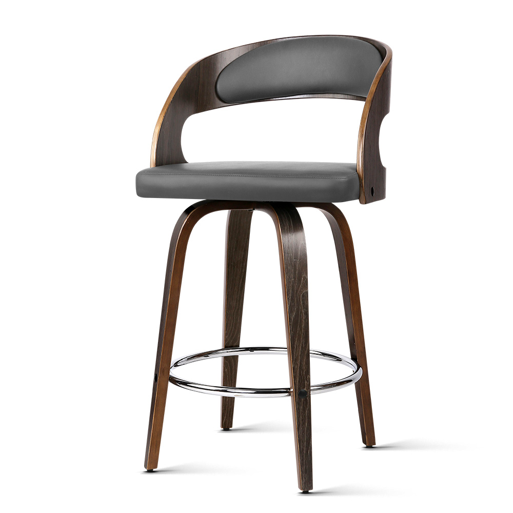 Artiss Kitchen Bar Stools Wooden Bar Stool Swivel Chairs Leather Black White - Picture 56 of 68